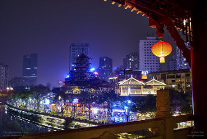 The Old Chengdu River Night Scene