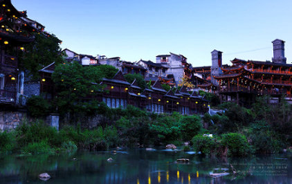 The Furong Ancient Town at Dawn